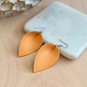 Vegan Leather Mini Earrings- Clementine & Silver